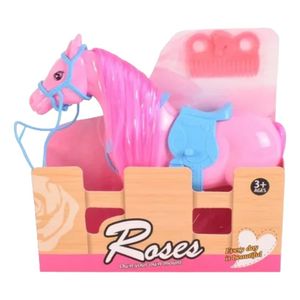 Caballo Mascota En Establo Con Accesorios 18cm