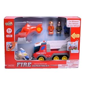 Camión De Bombero Y Helicóptero Con Luz Y Sonido