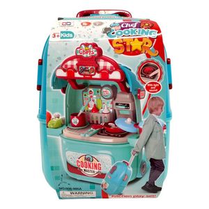 Carro Cocinita Movil Con Accesorios 2 En 1 Color Azul