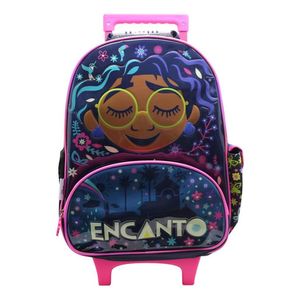 Mochila Escolar Encanto Disney Mirabel Flor Con Carro Color Negro Diseño De La Tela Liso