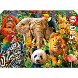 Puzzle Rompecabeza 500 Pza Collage De Animales Salvaje Educa