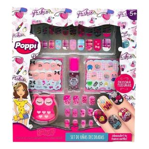 Set De Uñas Postizas Decora Esmalte Infantil Nena Poppi