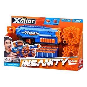 X-shot Insanity Manic Ametralladora Con 24 Dardos Air Pocket Azul